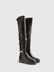 River Island Black High Leg Flat Riding Boots - Image 2 of 5