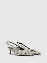 River Island Black Printed Embellished Sling Back Court Shoes - Image 2 of 5