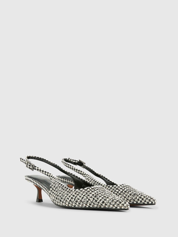 River Island Black Printed Embellished Sling Back Court Shoes - Image 2 of 5