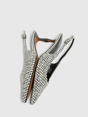 River Island Black Printed Embellished Sling Back Court Shoes - Image 5 of 5