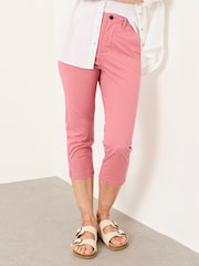 FatFace Farnham Pink Cropped Slim Chino Trousers - Image 1 of 7