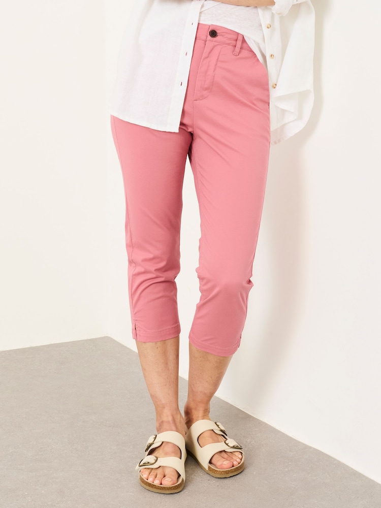 FatFace Farnham Pink Cropped Slim Chino Trousers - Image 1 of 7