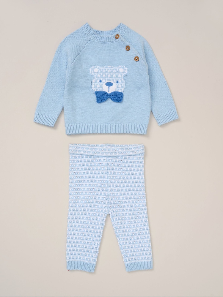 Rock-A-Bye Baby Boutique Blue True Knit Cardigan, Trousers Outfit Set - Image 1 of 5 Rock-A-Bye Baby Boutique Blue True Knit Cardigan, Trousers Outfit Set - Image 1 of 5