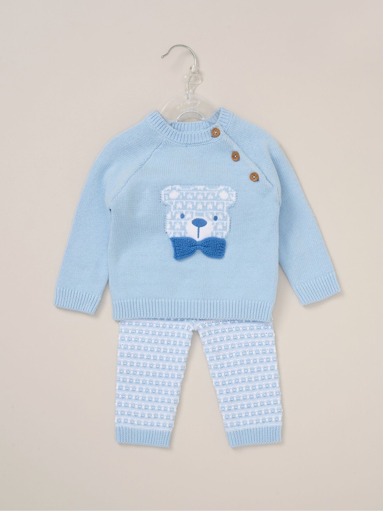 Rock-A-Bye Baby Boutique Blue True Knit Cardigan, Trousers Outfit Set - Image 2 of 5 Rock-A-Bye Baby Boutique Blue True Knit Cardigan, Trousers Outfit Set - Image 2 of 5