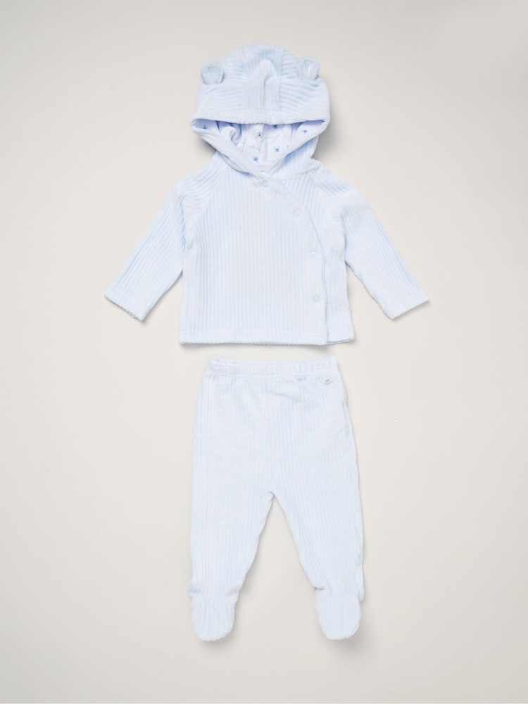 Rock-A-Bye Baby Boutique Baby Blue Velour Jacket and Footed Trousers Set - Image 1 of 5 Rock-A-Bye Baby Boutique Baby Blue Velour Jacket and Footed Trousers Set - Image 1 of 5