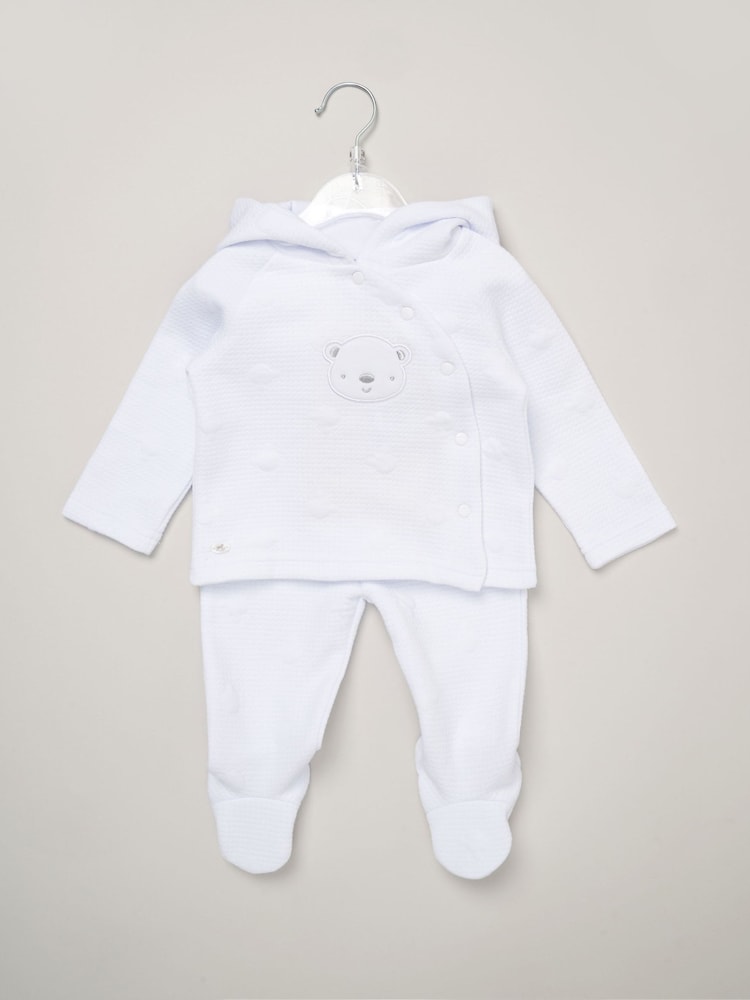 Rock-A-Bye Baby Boutique Baby Quilted White Jacket and Trousers Set - Image 2 of 5 Rock-A-Bye Baby Boutique Baby Quilted White Jacket and Trousers Set - Image 2 of 5