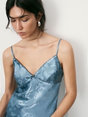 Satin Jacquard Straps Midi Dress - Imaginea 3 din 6