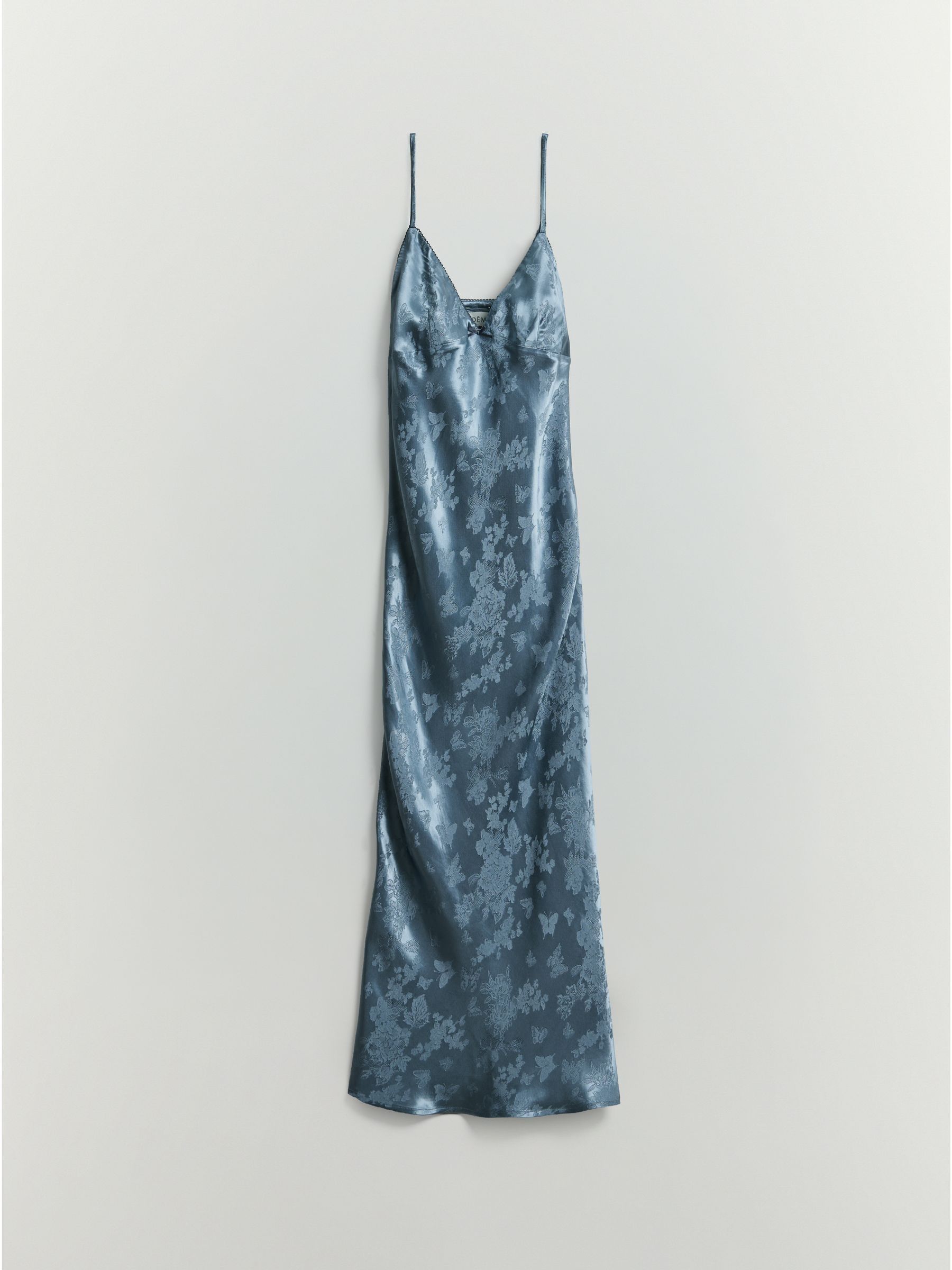 Buy BHOEM Blue Satin Jacquard Straps Midi Dress from Next Romania
