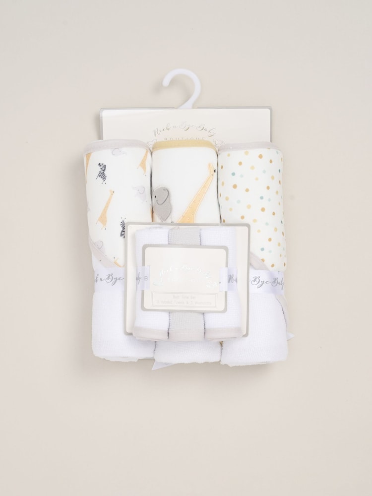 白色 - Rock-A-Bye Baby Boutique 連帽毛巾 3 件組 - 圖片 3，共 3
