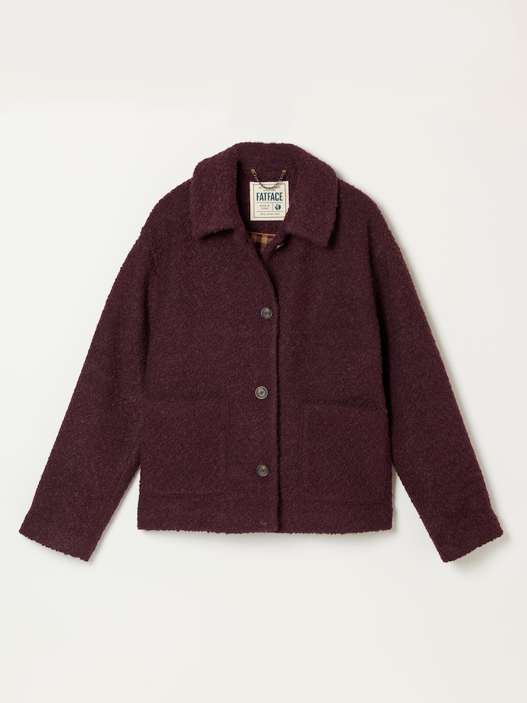 FatFace Faye Plum Purple Boucle Jacket - Image 7 of 7 FatFace Faye Plum Purple Boucle Jacket - Image 7 of 7