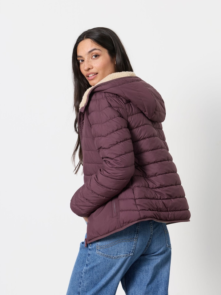 FatFace Erica Plum Purple Petite Colour Block Puffer Jacket - Image 2 of 5 FatFace Erica Plum Purple Petite Colour Block Puffer Jacket - Image 2 of 5