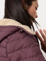 FatFace Erica Plum Purple Petite Colour Block Puffer Jacket - Image 3 of 5