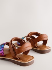 Rainbow Wide Fit (G) Leather Twist Sandals with Touch Fastening - Image 3 of 6