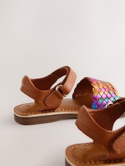 Rainbow Wide Fit (G) Leather Twist Sandals with Touch Fastening - Image 4 of 6