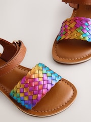 Rainbow Wide Fit (G) Leather Twist Sandals with Touch Fastening - Image 5 of 6