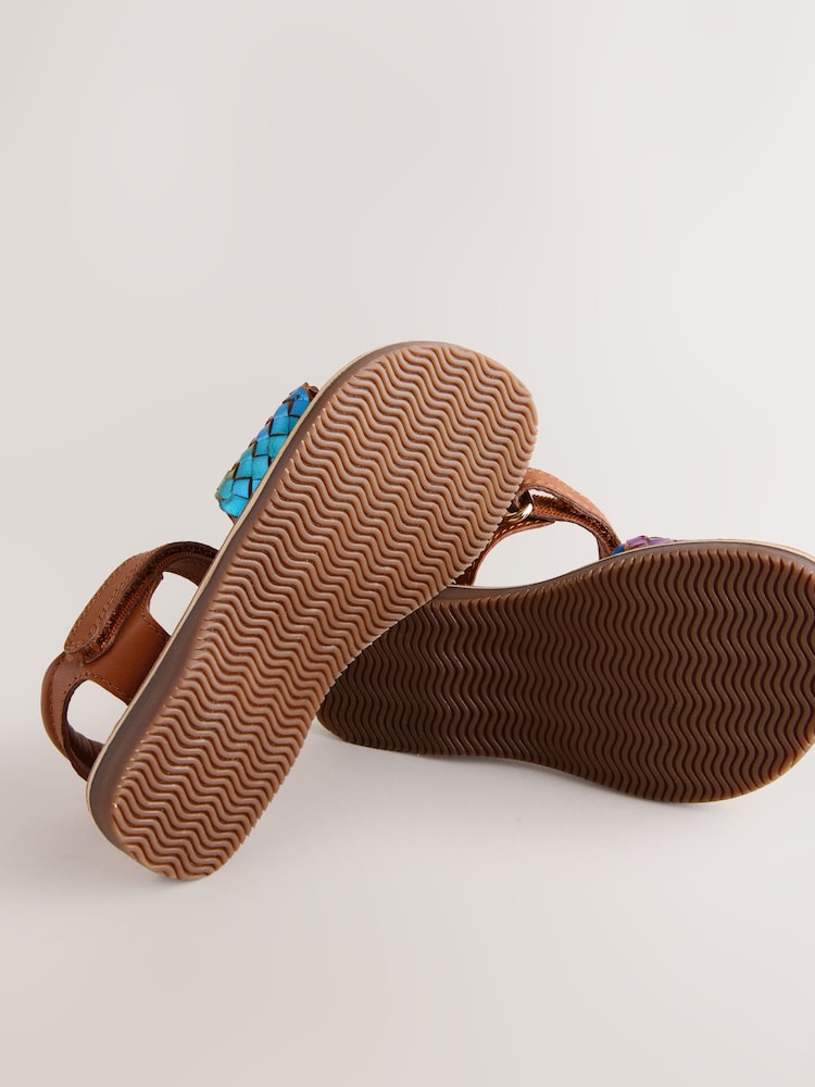 Rainbow Wide Fit (G) Leather Twist Sandals with Touch Fastening - Image 6 of 6