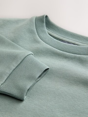 Sage Green Single Plain Crew Neck Sweatshirt and Shorts Set (3mths-7yrs) - Image 5 of 5