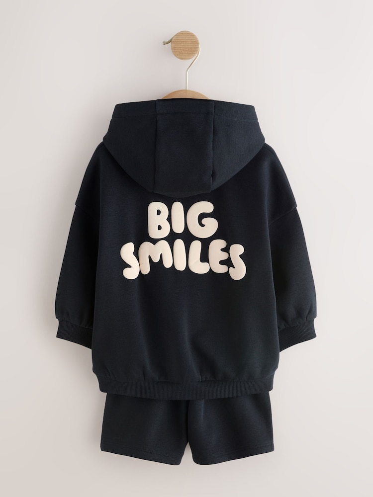 Black Big Smiles Hoodie and Shorts Set (3mths-7yrs) - Image 2 of 5