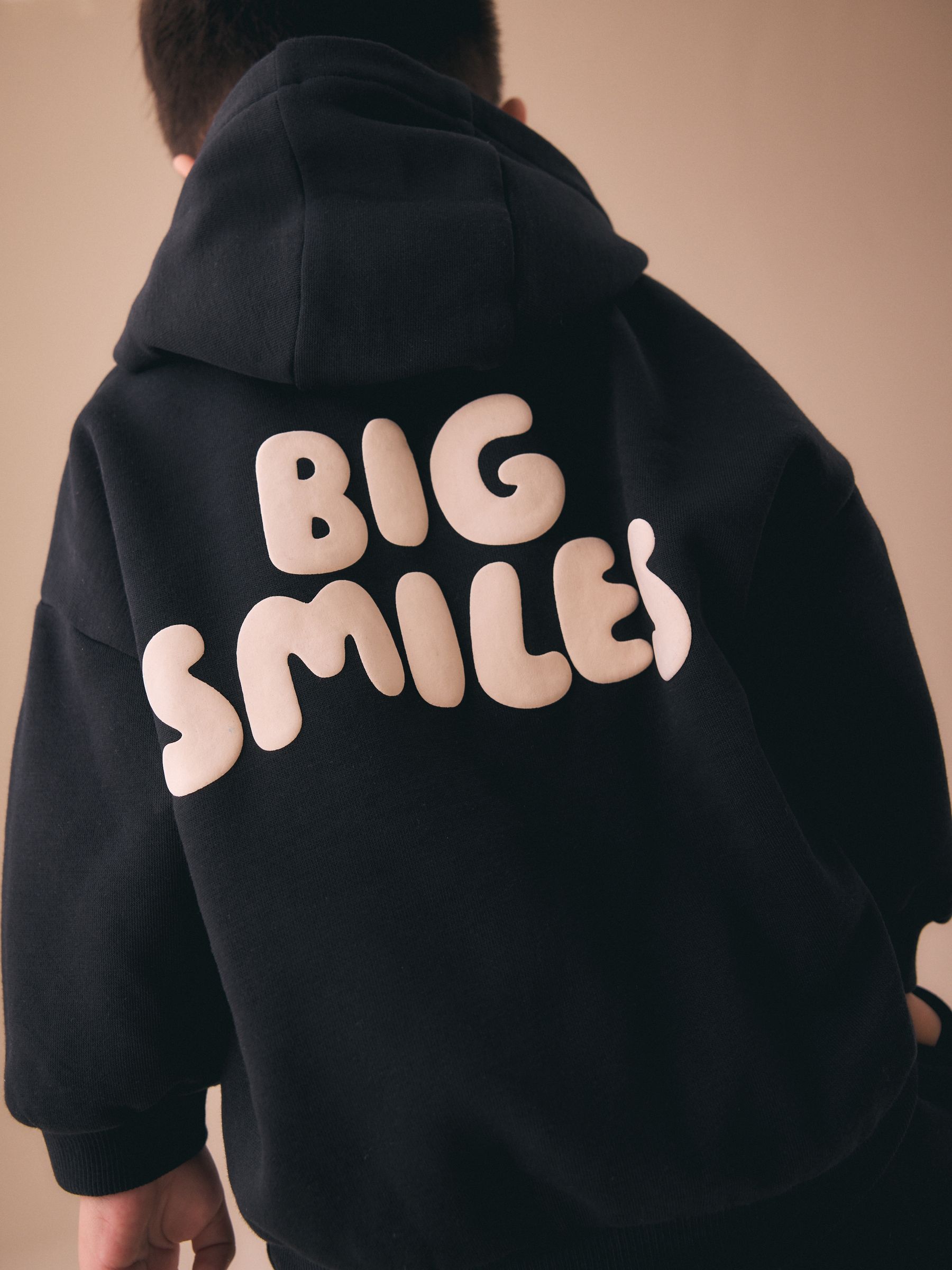 Buy Black Big Smiles Hoodie and Shorts Set (3mths-7yrs) from the