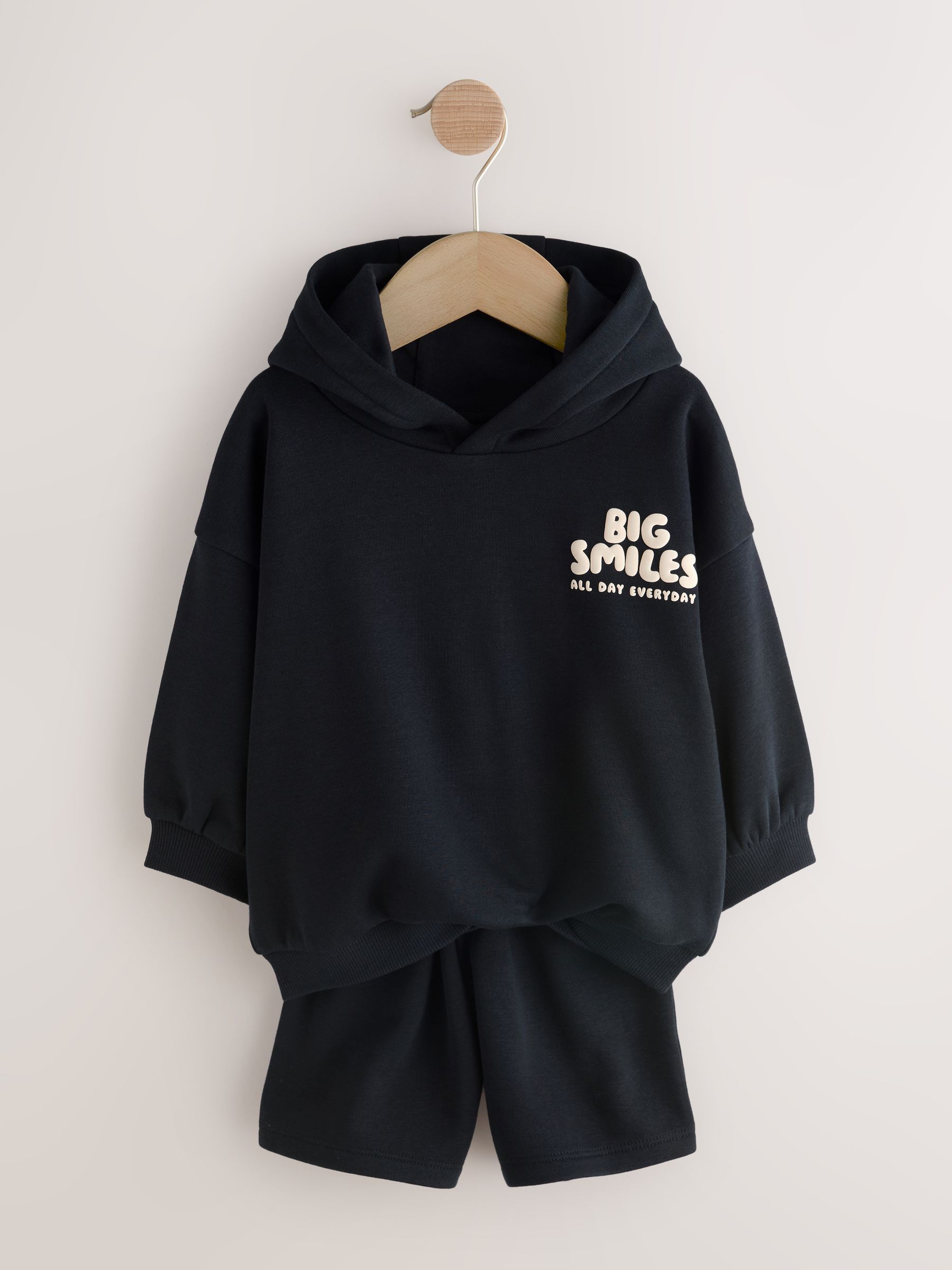 Buy Black Big Smiles Hoodie and Shorts Set (3mths-7yrs) from the