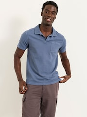 FatFace Albury Blue Textured Polo Shirts - Image 1 of 5