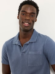 FatFace Albury Blue Textured Polo Shirts - Image 3 of 5