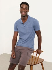 FatFace Albury Blue Textured Polo Shirts - Image 4 of 5