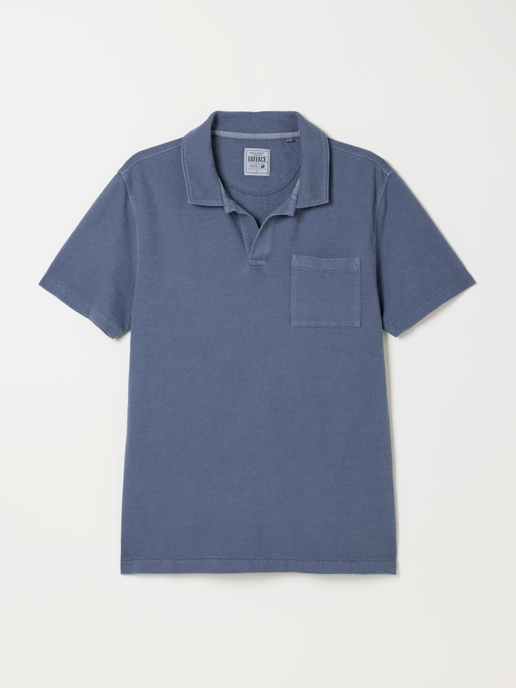 FatFace Albury Blue Textured Polo Shirts - Image 5 of 5