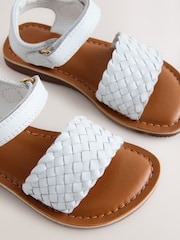 White Wide Fit (G) Leather Twist Sandals with Touch Fastening - Image 3 of 6