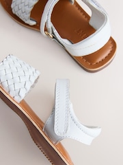 White Wide Fit (G) Leather Twist Sandals with Touch Fastening - Image 4 of 6