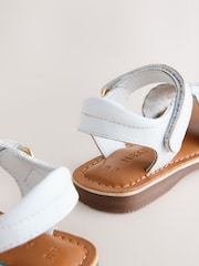 White Wide Fit (G) Leather Twist Sandals with Touch Fastening - Image 5 of 6
