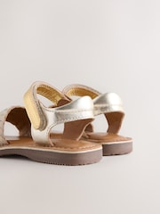 Gold Wide Fit (G) Leather Twist Sandals with Touch Fastening - Image 4 of 6