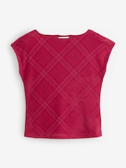 Red Cap Sleeve Mesh Top - Image 1 of 1