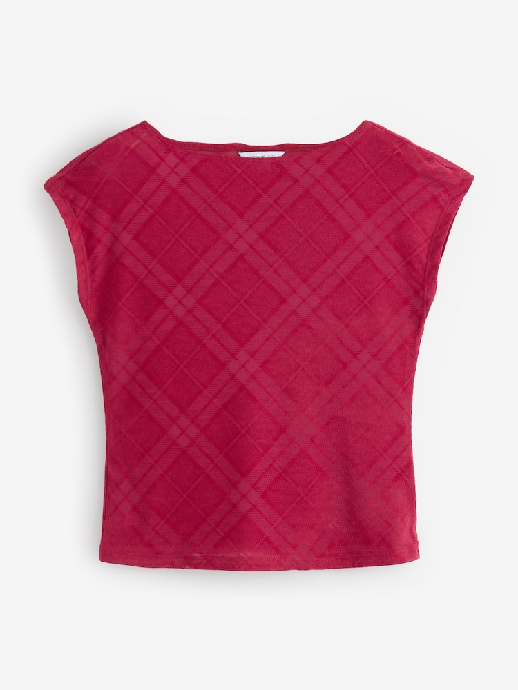 Red Cap Sleeve Mesh Top - Image 1 of 1