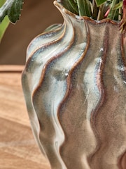 Green Reactive Glaze Ceramic Vase - Image 2 of 3