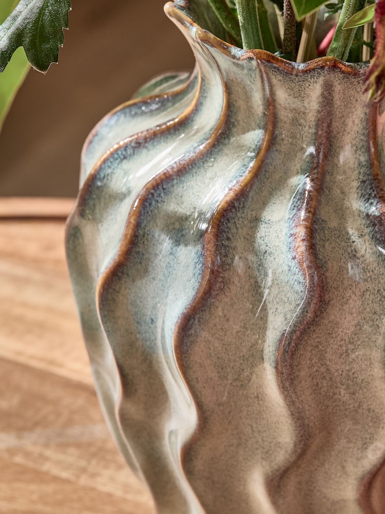 Green Reactive Glaze Ceramic Vase - Image 2 of 3
