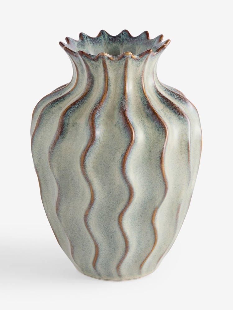 Green Reactive Glaze Ceramic Vase - Image 3 of 3