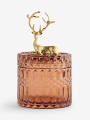 Orange Ribbed Glass Gold Stag Trinket Pot - Image 4 of 5