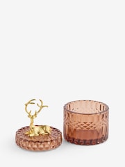 Orange Ribbed Glass Gold Stag Trinket Pot - Image 5 of 5
