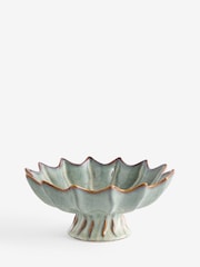 Green Reactive Glaze Ceramic Decorative Footed Bowl - Image 1 of 1