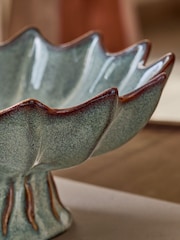 Green Reactive Glaze Ceramic Decorative Footed Bowl - Image 2 of 3