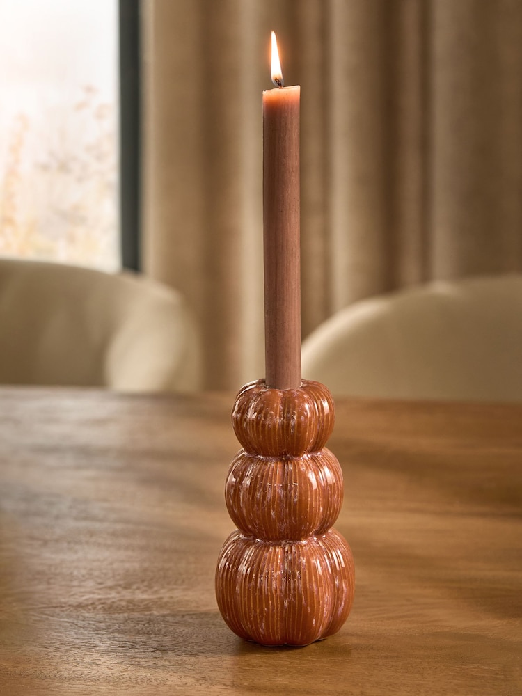 Orange Stacked Pumpkin Ceramic Candle Holder Candle Holder - Image 1 of 4