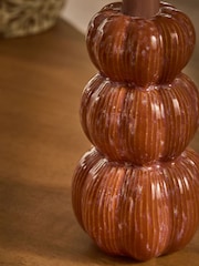 Orange Stacked Pumpkin Ceramic Candle Holder Candle Holder - Image 3 of 4