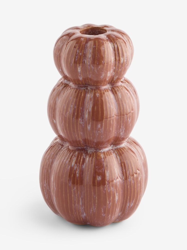 Orange Stacked Pumpkin Ceramic Candle Holder Candle Holder - Image 4 of 4