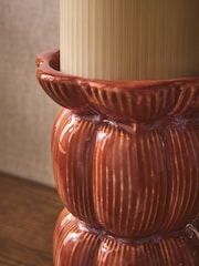 Orange Stacked Pumpkin Ceramic Pillar Candle Holder - Image 3 of 4