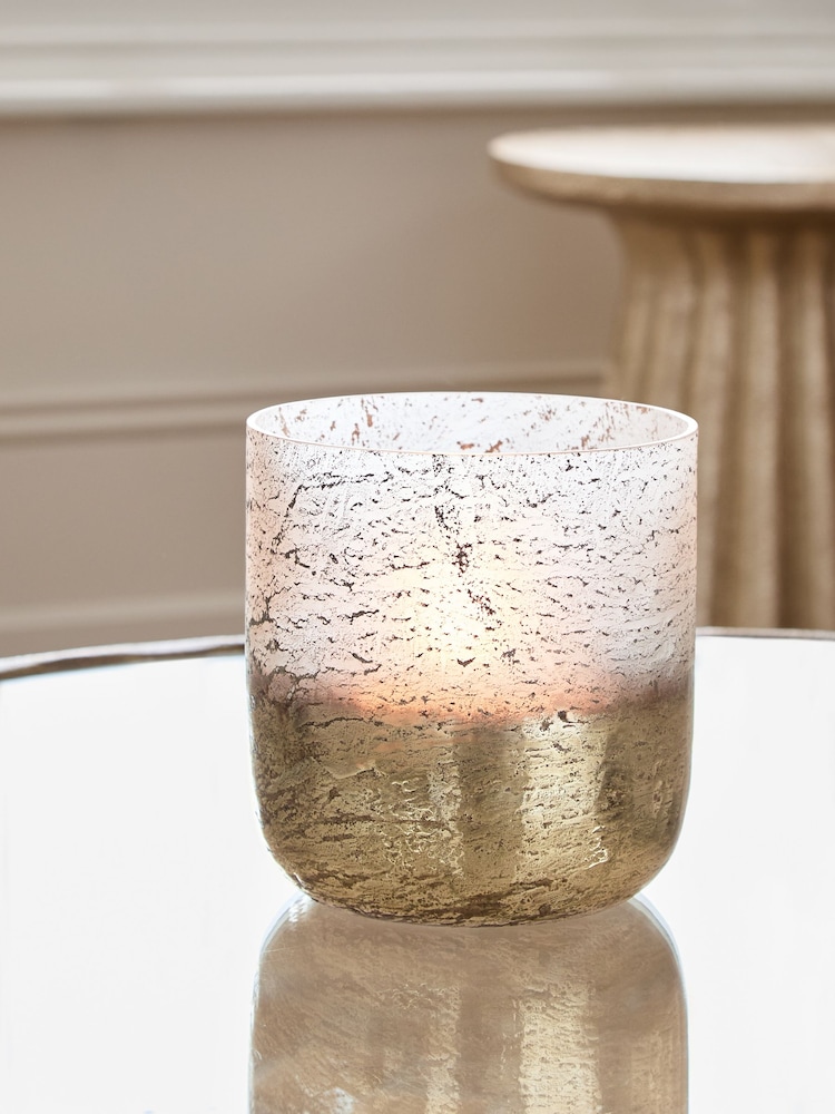 Gold Rustic Glass Candle Holder - Image 1 of 4