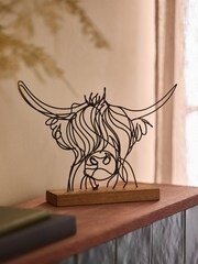 Black/Brown Hamish The Highland Cow Metal Wire Head Ornament - Image 1 of 3