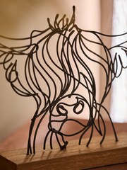 Black/Brown Hamish The Highland Cow Metal Wire Head Ornament - Image 2 of 3