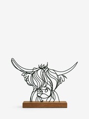 Black/Brown Hamish The Highland Cow Metal Wire Head Ornament - Image 3 of 3