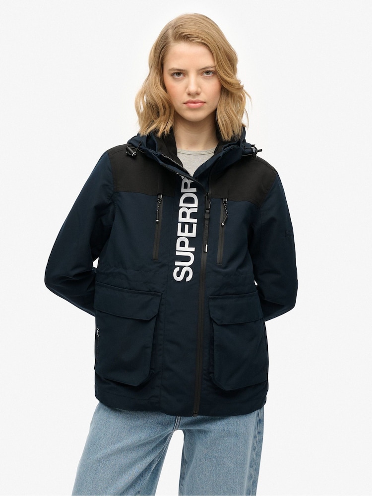 Superdry Blue Colour Block Ultimate Windbreaker Jacket - Image 2 of 6 Superdry Blue Colour Block Ultimate Windbreaker Jacket - Image 2 of 6